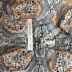 Patterned Long Sleeve Blouse with Tie Detail